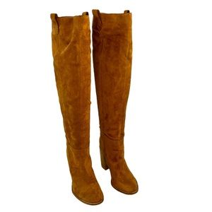 Mi.iM Vici Knee High Faux Suede Tan Coastal Cowgirl Boho Festival Boots SZ 7.5